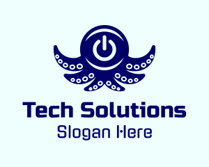 Cyber Security - Blue Switch Octopus logo design