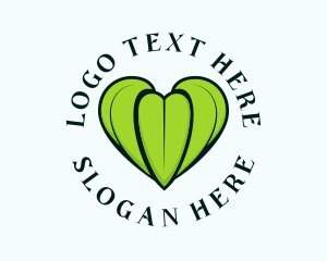 Botanical - Green Leaf Heart logo design