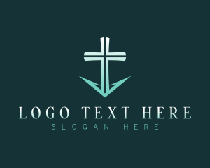 Three Crosses - Christian Cross Anchor logo design