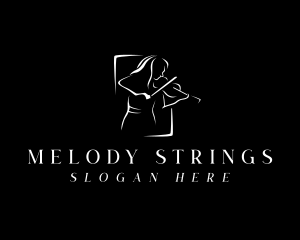 Violin Woman Performer logo design