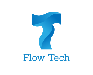 Flow - Liquid Letter T logo design