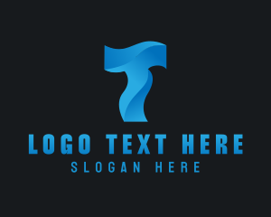 Flow - Liquid Letter T logo design