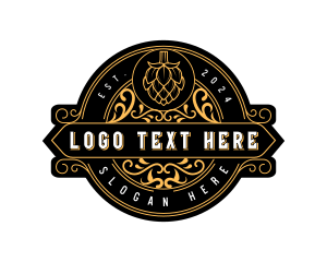 Bourbon - Brewery Hops Ornamental logo design