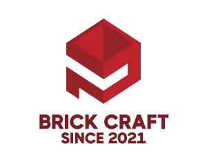 Brickwork - Red Letter P Block logo design