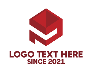 Box - Red Letter P Block logo design