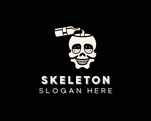 Skull Liquor Bottle logo design