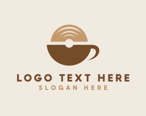 Caffeine - Vinyl Cup Cafe logo design