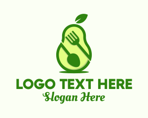 Healthy Food - Avocado Spoon Fork logo design