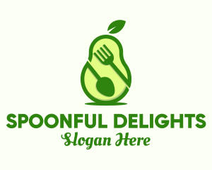 Avocado Spoon Fork logo design