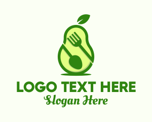 Kitchenware - Avocado Spoon Fork logo design