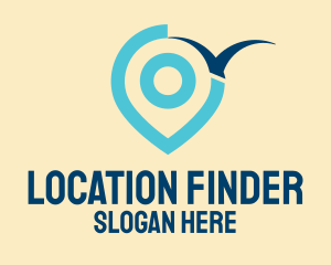 Blue Bird Pin Locator logo design