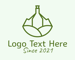Bartender - Wine Bottle Vineyard logo design
