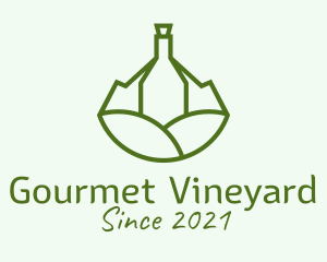 Wine Bottle Vineyard  logo design