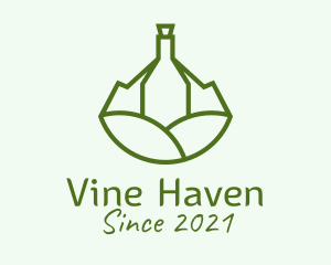 Wine Bottle Vineyard  logo design