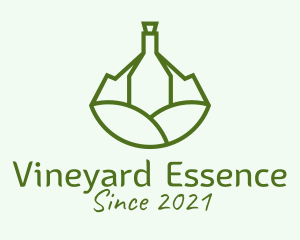 Wine Bottle Vineyard  logo design