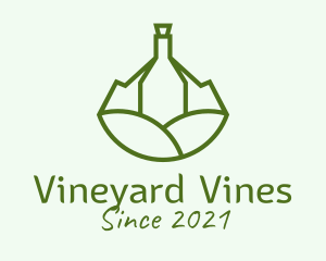 Wine Bottle Vineyard  logo design