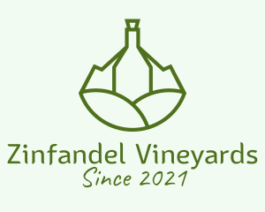 Wine Bottle Vineyard  logo design