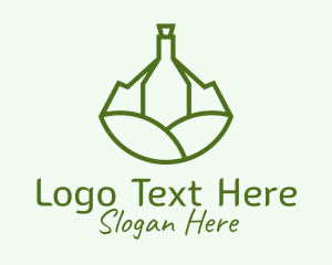 Wine Bottle Vineyard  Logo