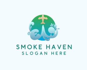 Airplane Smoke Travel logo design