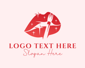Lip Gloss - Red Sparkling Lips logo design