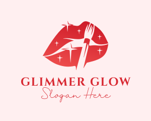 Shimmer - Red Sparkling Lips logo design