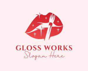 Red Sparkling Lips logo design