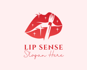 Red Sparkling Lips logo design