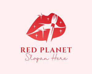 Red Sparkling Lips logo design