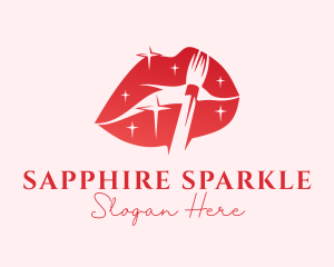 Red Sparkling Lips logo design