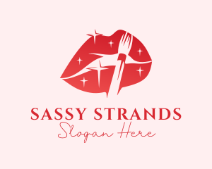 Red Sparkling Lips logo design