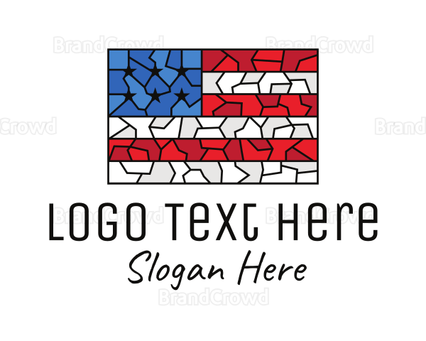 USA American Flag Mosaic Art Logo