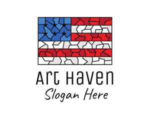 USA American Flag Mosaic Art logo design