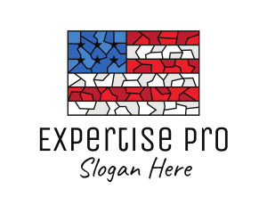 USA American Flag Mosaic Art logo design