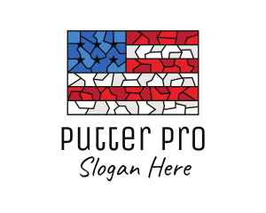 USA American Flag Mosaic Art logo design