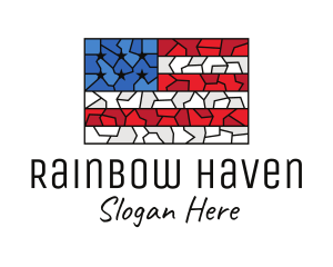 USA American Flag Mosaic Art logo design