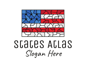 USA American Flag Mosaic Art logo design