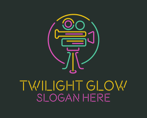 Neon Retro Movie Camera logo design