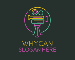 Outline - Neon Retro Movie Camera logo design