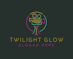 Neon Retro Movie Camera logo design