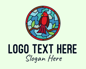 Stained Glass - Stained Glass Cardinal Bird logo design