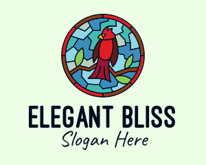 Stained Glass Cardinal Bird Logo