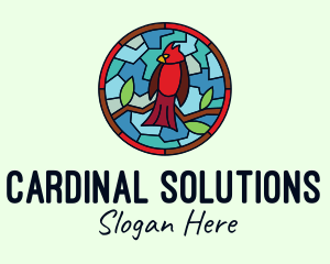 Cardinal - Stained Glass Cardinal Bird logo design