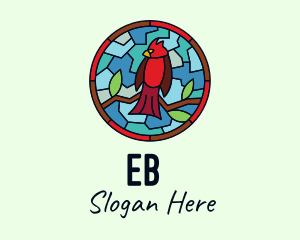 Blessing - Stained Glass Cardinal Bird logo design