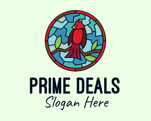 Amazon - Stained Glass Cardinal Bird logo design