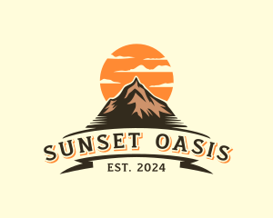 Sunset Mountain Peak logo design