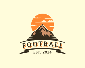 Camping - Sunset Mountain Peak logo design