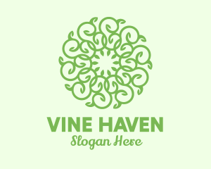 Rounded Vine Wreath logo design