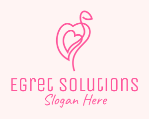 Egret - Pink Flamingo Heart logo design