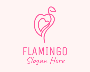 Pink Flamingo Heart logo design