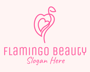 Pink Flamingo Heart logo design